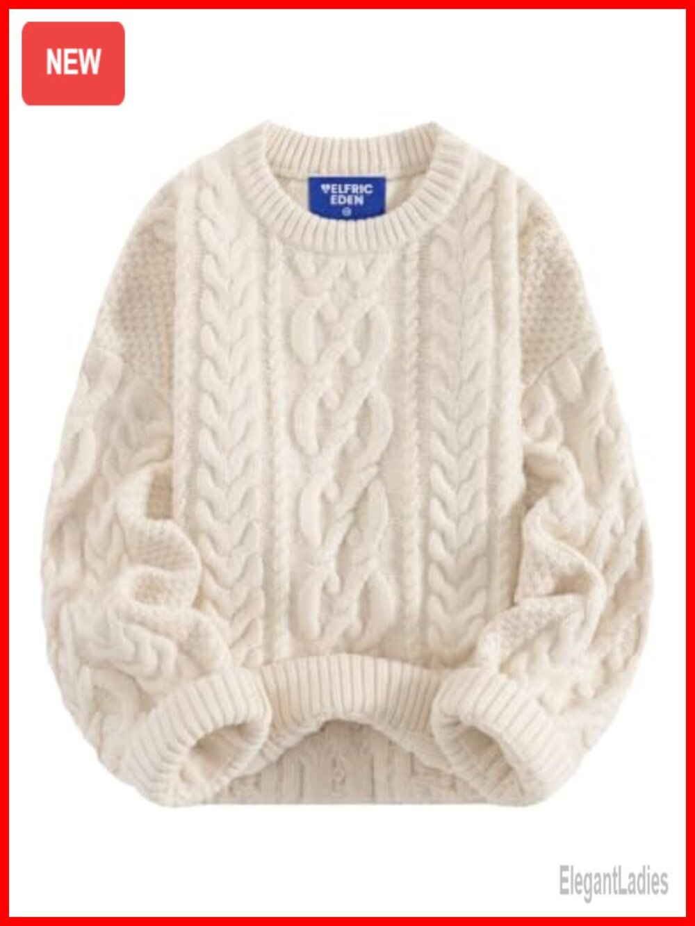 Oversized Chunky Cable Knit Sweater Crew Neck Pullover Fall Winter
